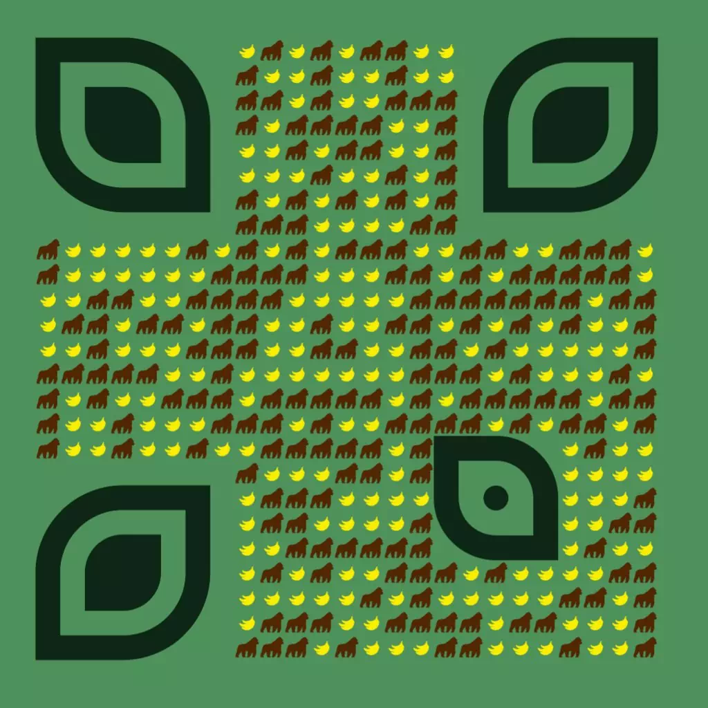 QRcodeLab qr generator - qr image made with gorillas and bananas