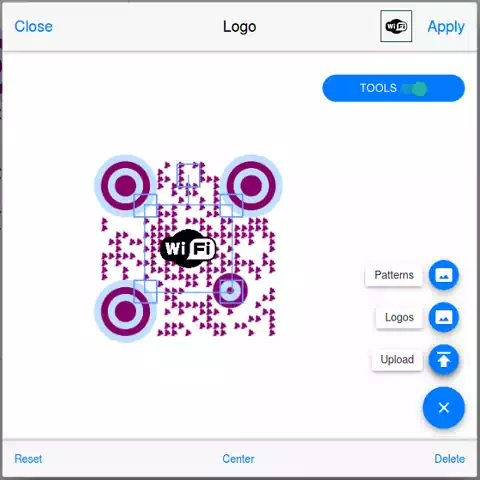 QRcodeLab panel tools to add a logo to a qr code