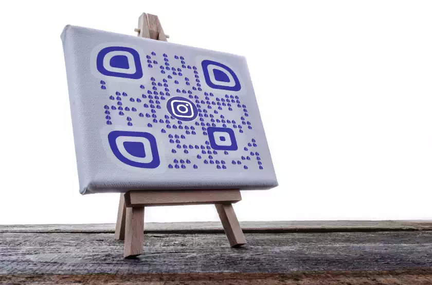 qrcodelab image composition with a qr code put into perspective in a canvas frame