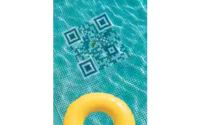 QRcodeLab online qr generator - qr image on summer pool bottom with optical illusion