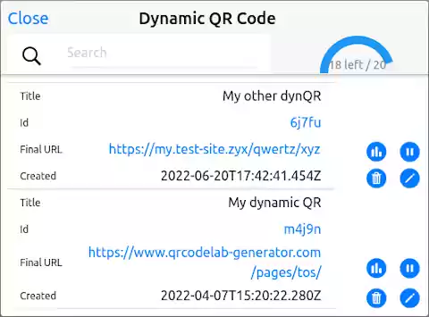 QRcodeLab - online qr generator - dynamic tracking QR code management panel