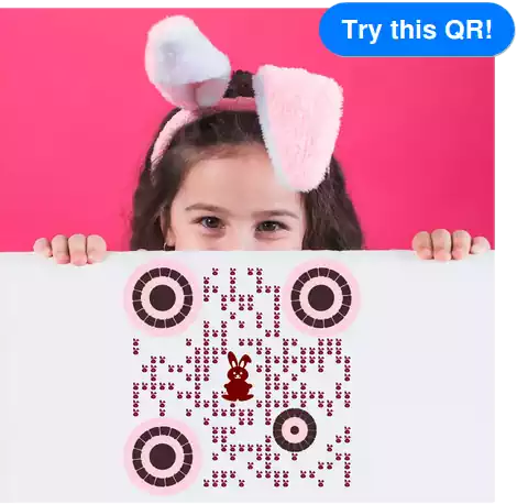 online qr code generator - easter theme QR code with young girl and bunny ears